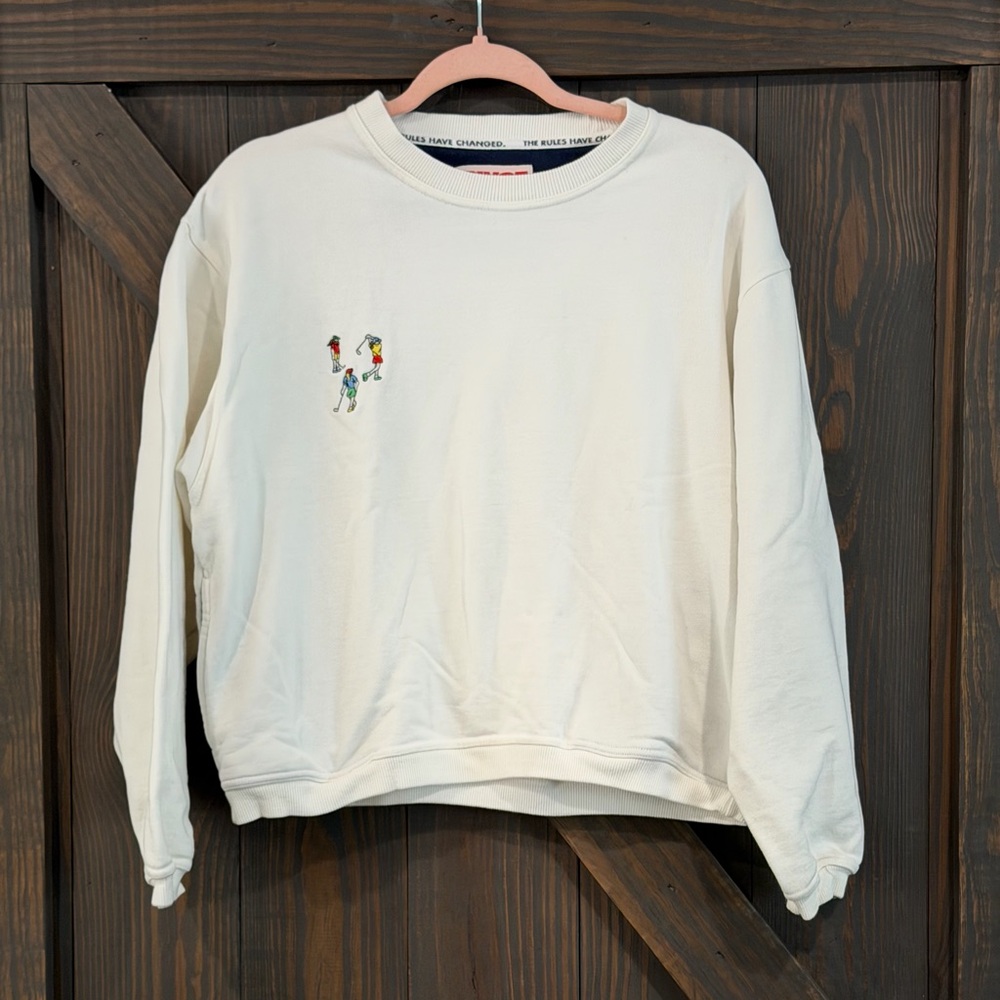 Pivot Rules Women’s Cropped Embroidered Golf Novelty Sweatshirt White Size Small